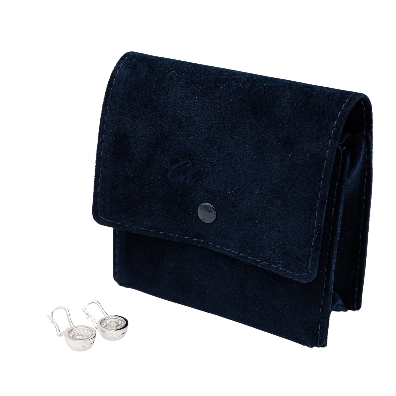Chopard Boucles Oreilles Diamant Cuir Veritable - Bleu