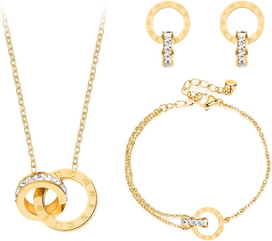 Minimaliste Ensembles Collier Bracelet Et Boucles Doreilles Titane Bulgari