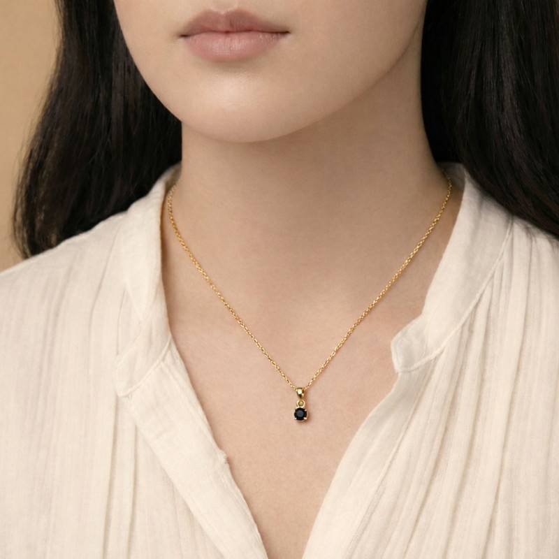 Pandora Noir Pendentifs Argent Or 18K