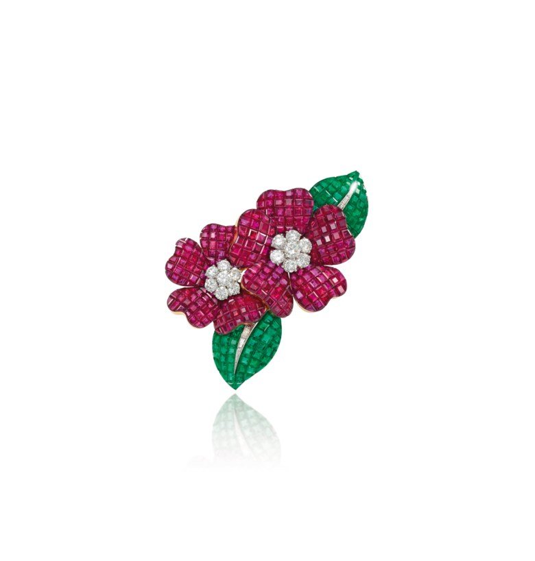 Romantique Broches Fleurs Rouge - Van Cleef