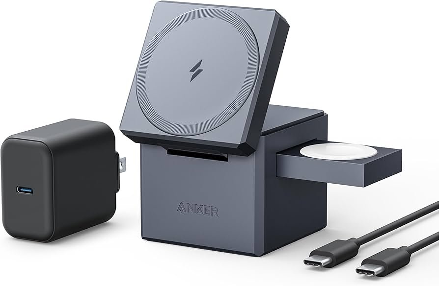 Chargeur Sans Fil Anker 3-en-1 - Type: USB-C / MagSafe, Puissance: Charge rapide, Longueur: N/A.