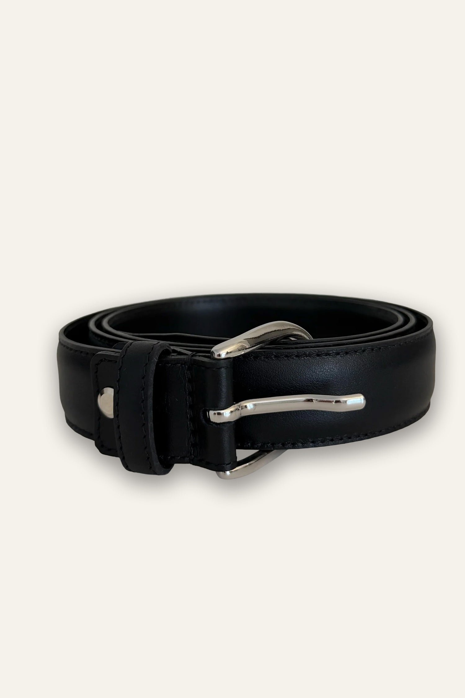 Ceinture Homme en Cuir Noir avec Boucle Métallique