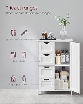 VASAGLE Meuble Salle de Bain Rangement LHC41W