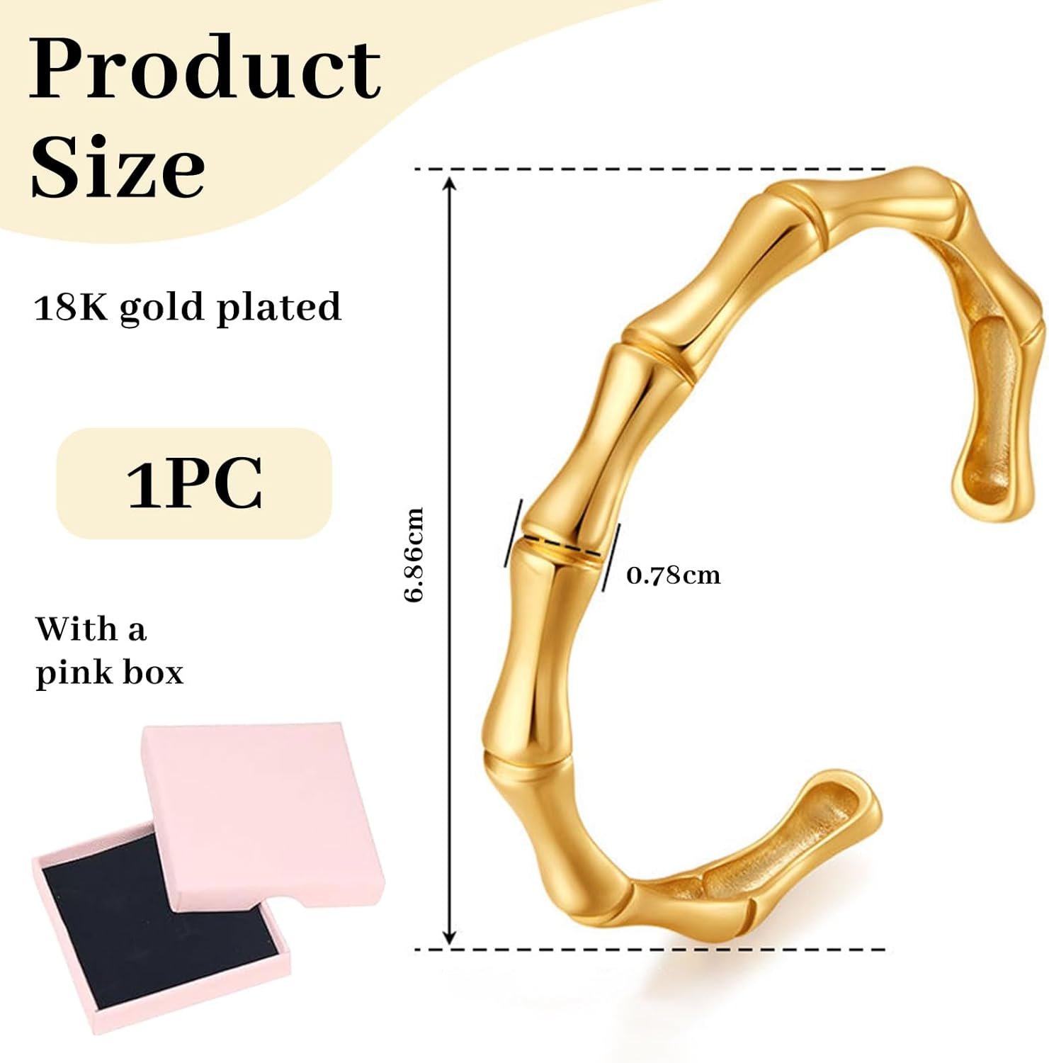 18K Gold Plated Bracelet Women's Open Adjustable