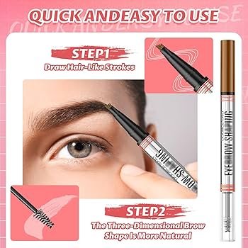 2 in 1 Eyebrow Pencil with Gel, Microblading & Brow Pen Waterproof