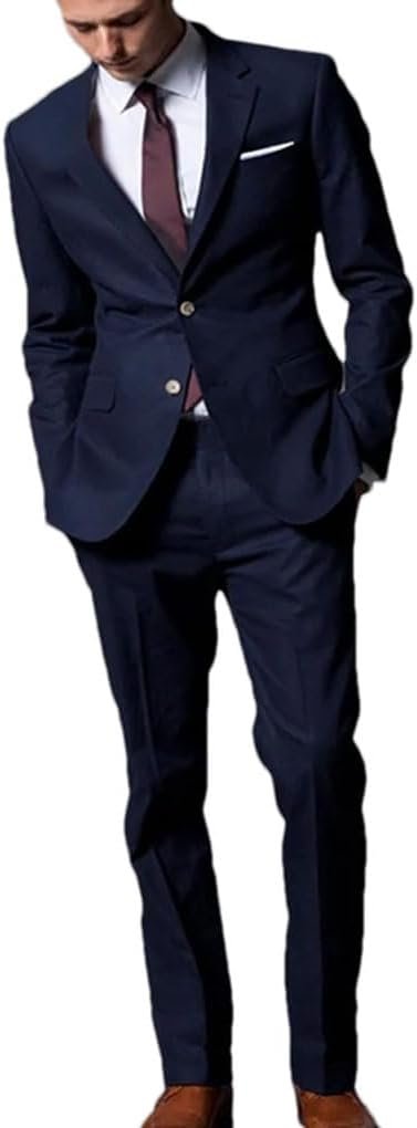 2 Piece Men Suits Tuxedos Men's Suit Set Formal Suit Jacket Pants ...