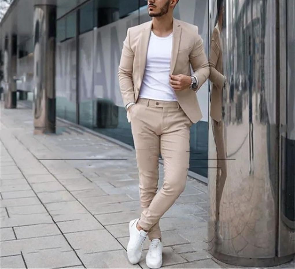2 Piece Men Suits Tuxedos Men's Suit Set Formal Suit Jacket Pants ...