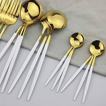 24 Pieces Dinnerware Set 18/10 Gold Dinnerware Set Stainless ...