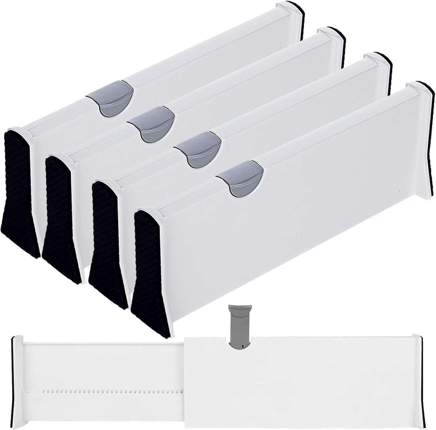 4 Pack Adjustable Drawer Dividers 4 Inch High, Expandable 11-17 ...