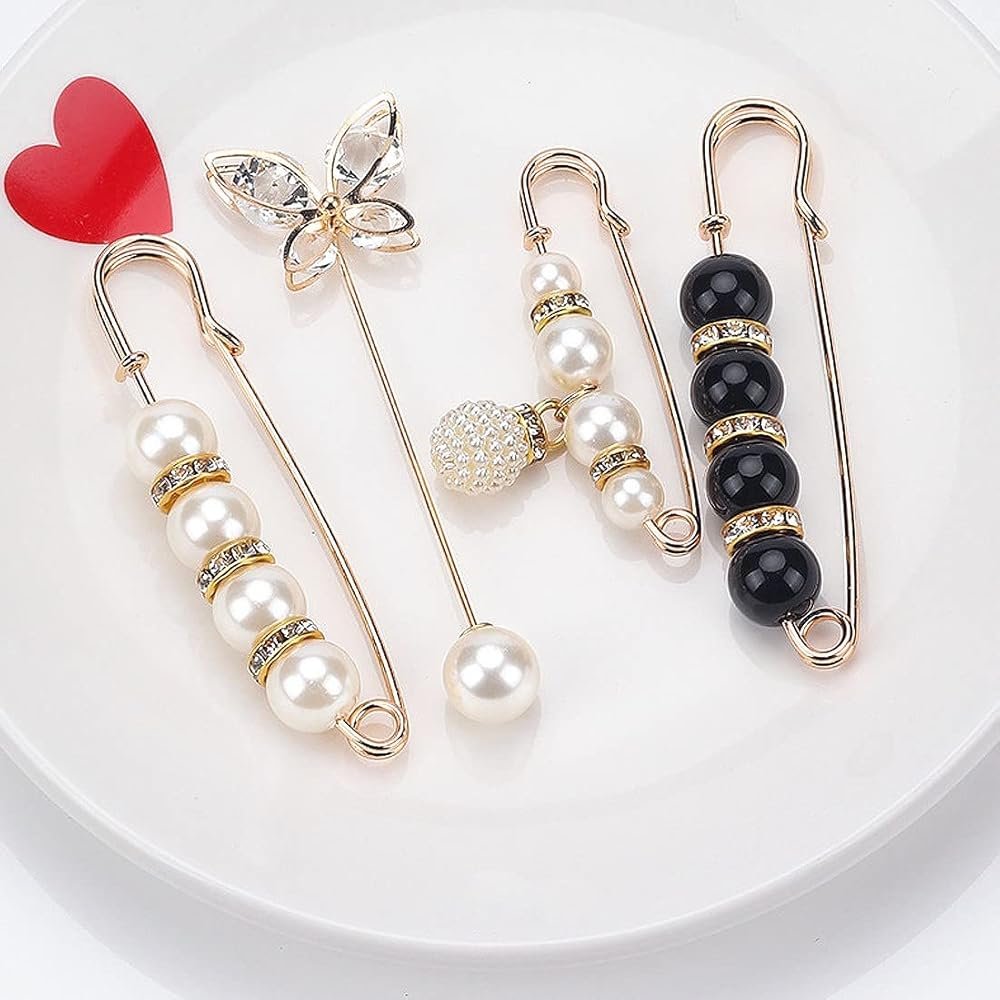 4 Pièces De Broches Pour Femmes, Mode Broche de Perle Simulée ...