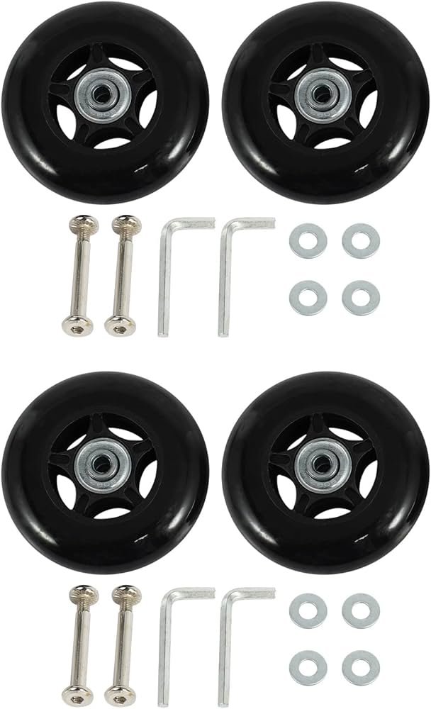 4 x Luggage Suitcases with Spare Wheels OD 80 mm