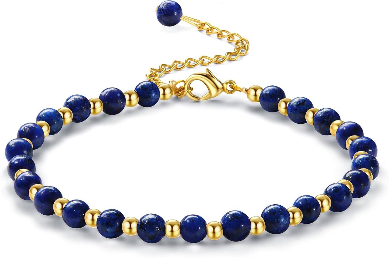 Bracelet Pierre Naturelle Femme Bracelets en Pierre Naturelle de 5MM Bracelet de Perles en Acier Ino