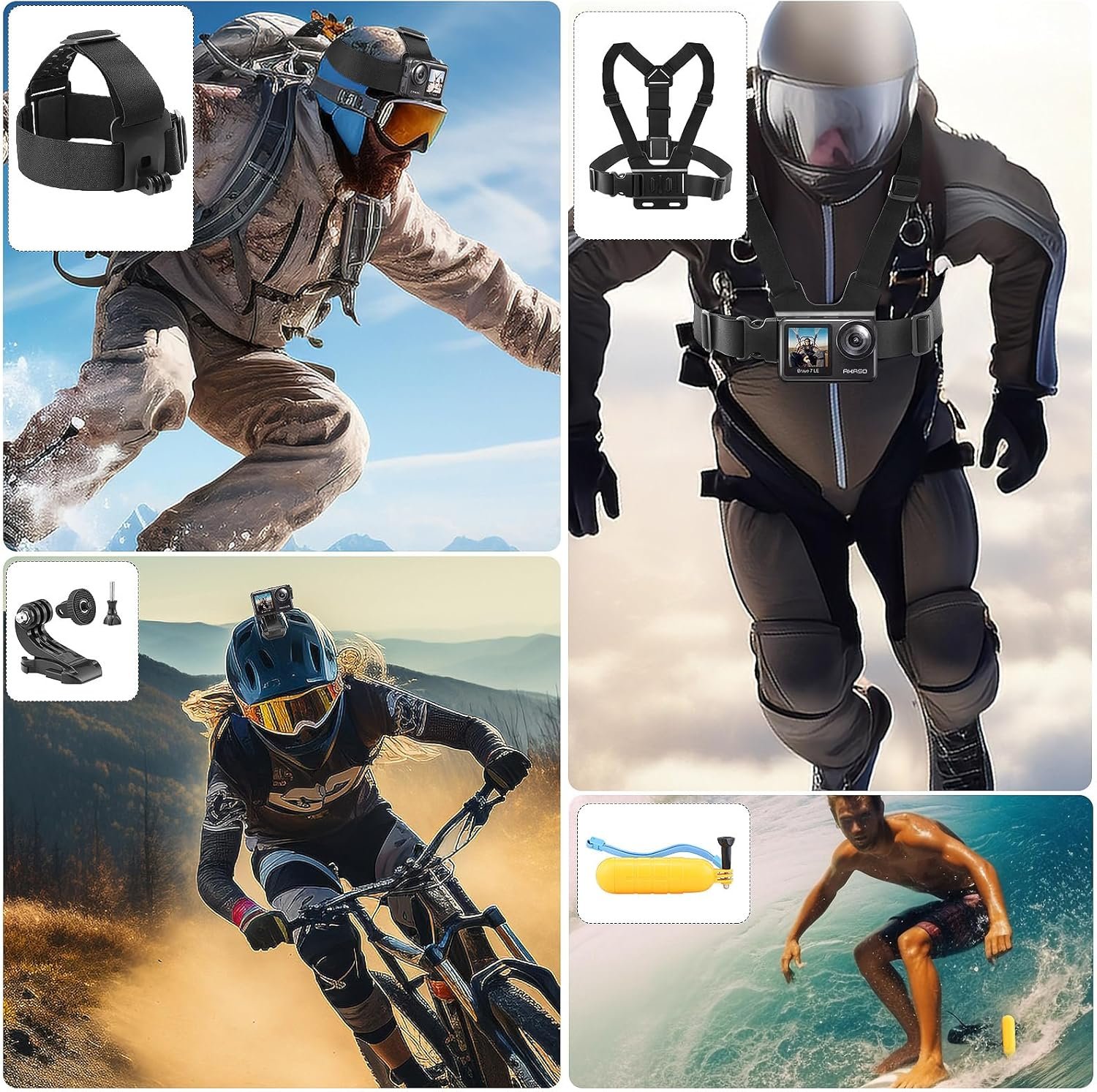 GeeKam Kit Accessoires Caméra Sport, Compatible avec GoPro ...