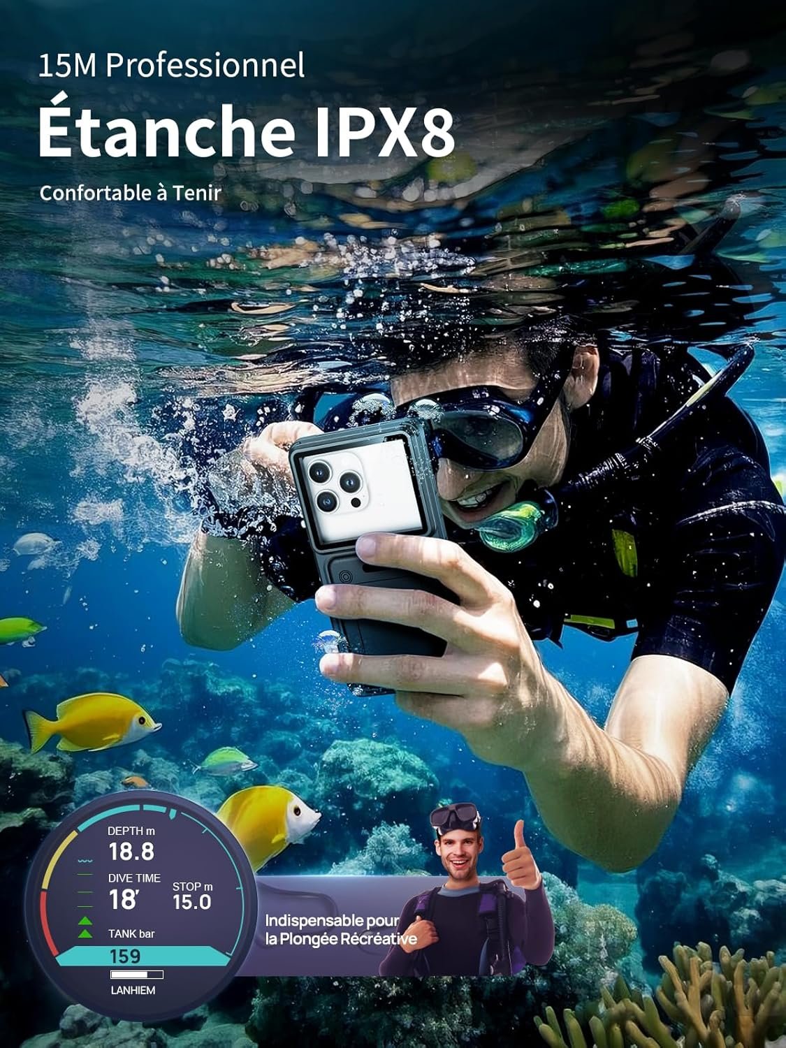 Focusor Coque Étanche Universelle de Téléphone Portable,IPX8 ...