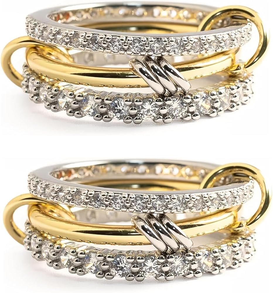 Ensemble 5 Bagues Empilables Plaquee Or 14K