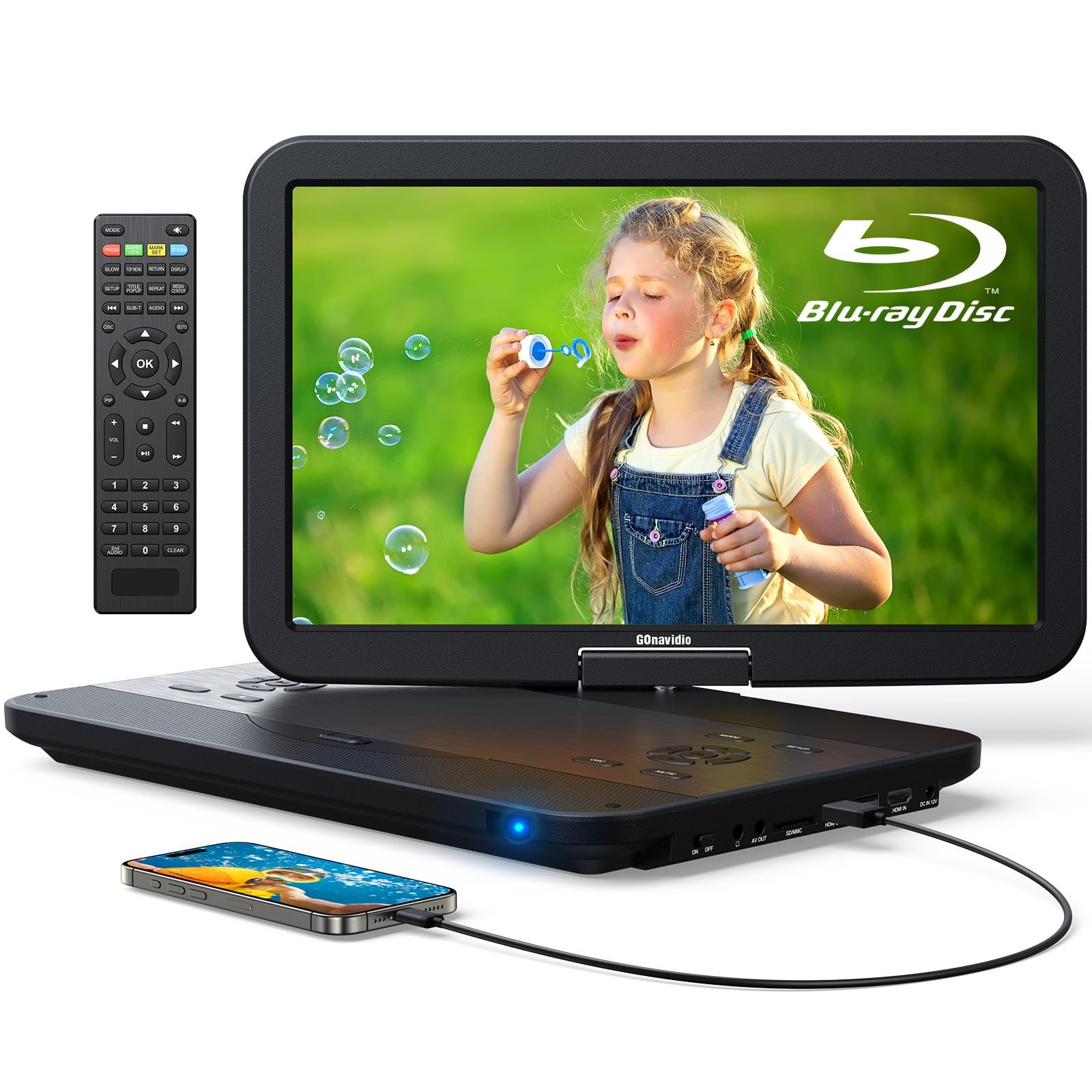 GOnavidio 15,4“ Lecteur DVD Blu Ray Portable avec câble HDMI ...
