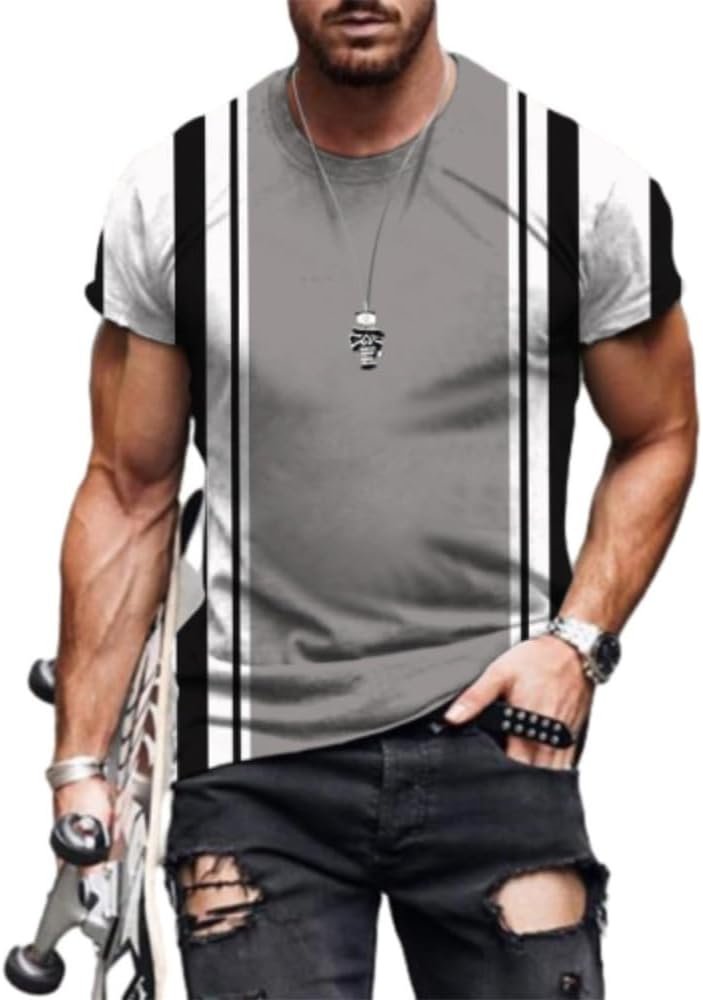 Men Short Sleeve Men Personality Trend Perspective T-Shirt Men Casual Men