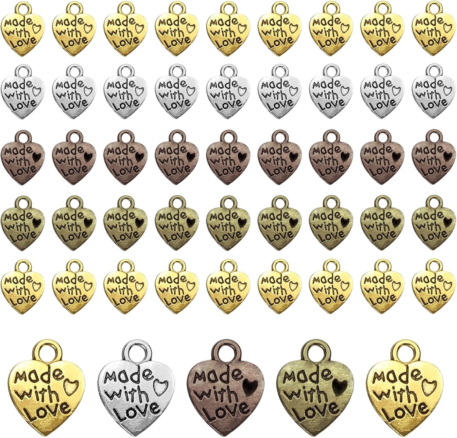 NATOSU Lot de 50 mini pendentifs en forme de cœur antiques faits ...