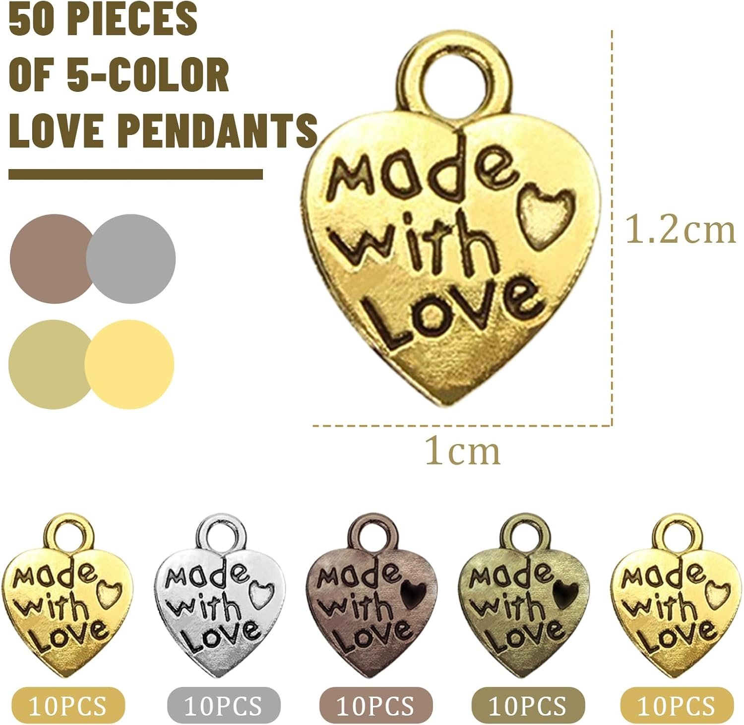 NATOSU Lot de 50 mini pendentifs en forme de cœur antiques faits ...