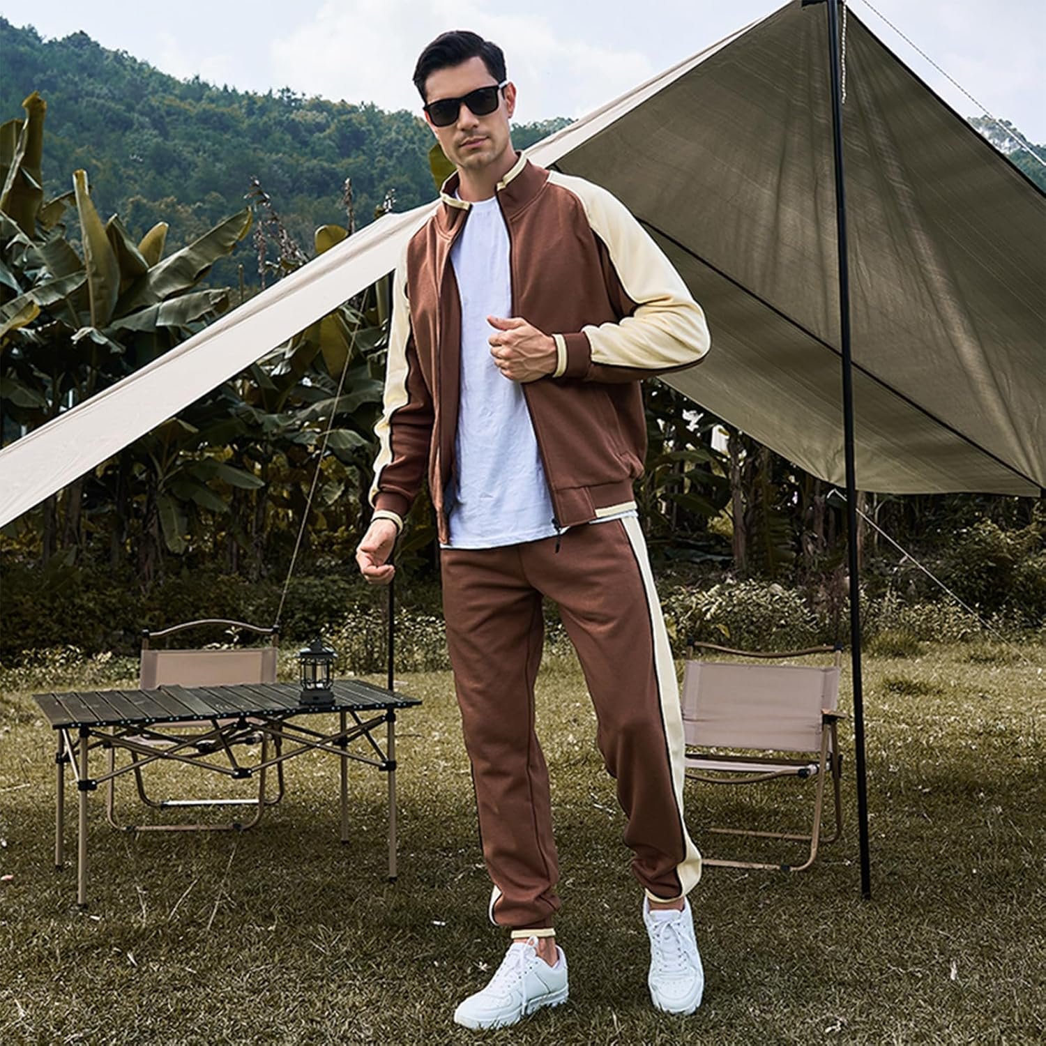 amropi Men's Tracksuit Set Jacket Sweatshirt and Trousers Jogging ...