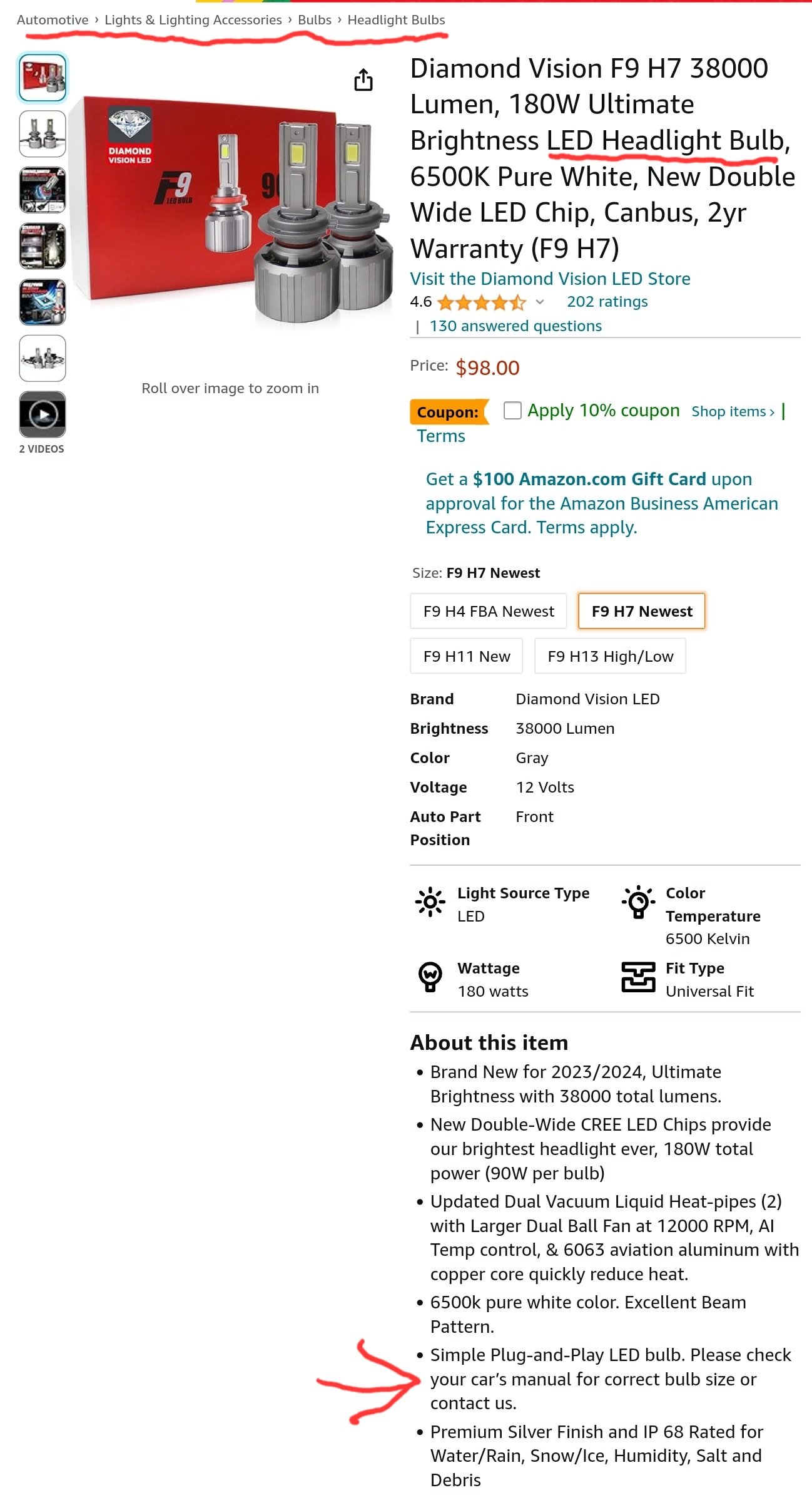 Ampoules LED Headlight Interdites Amazon