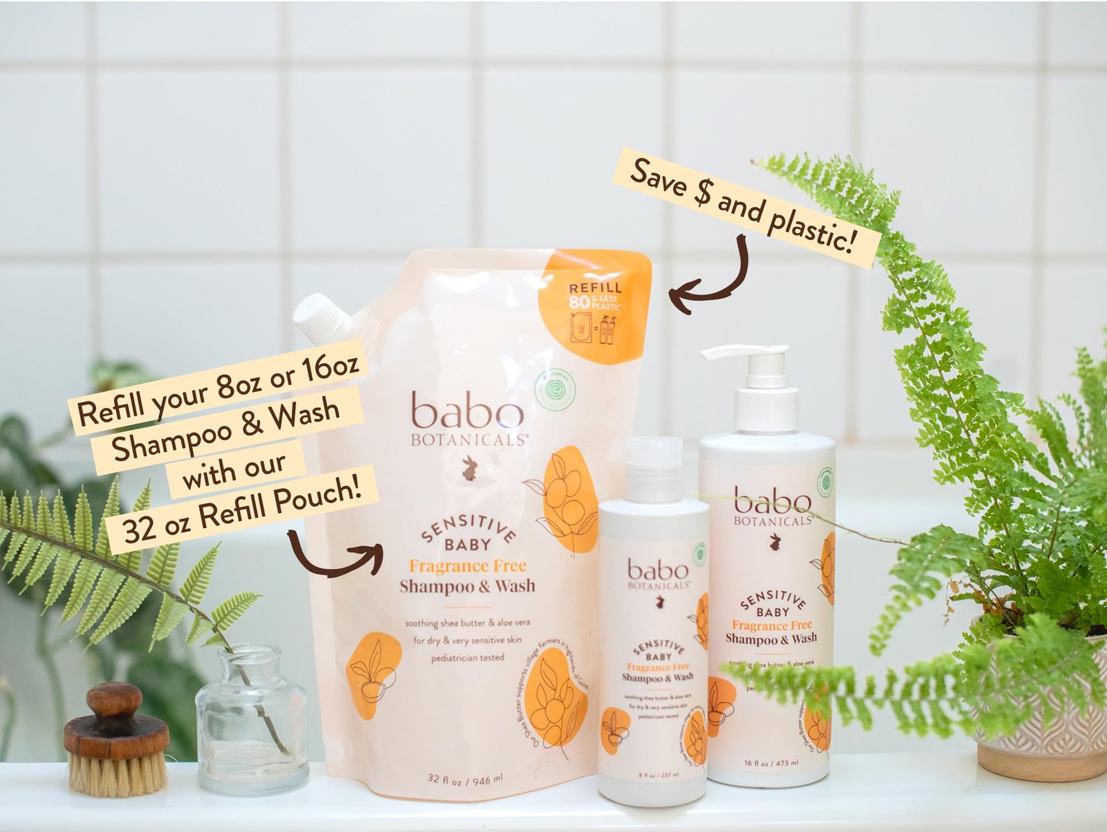 Babo Botanicals Sensitive Baby Shampoo & Wash Fragrance Free ...