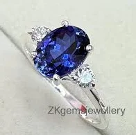 Bague en argent sterling 925 avec saphir bleu et diamants 2,65 ...