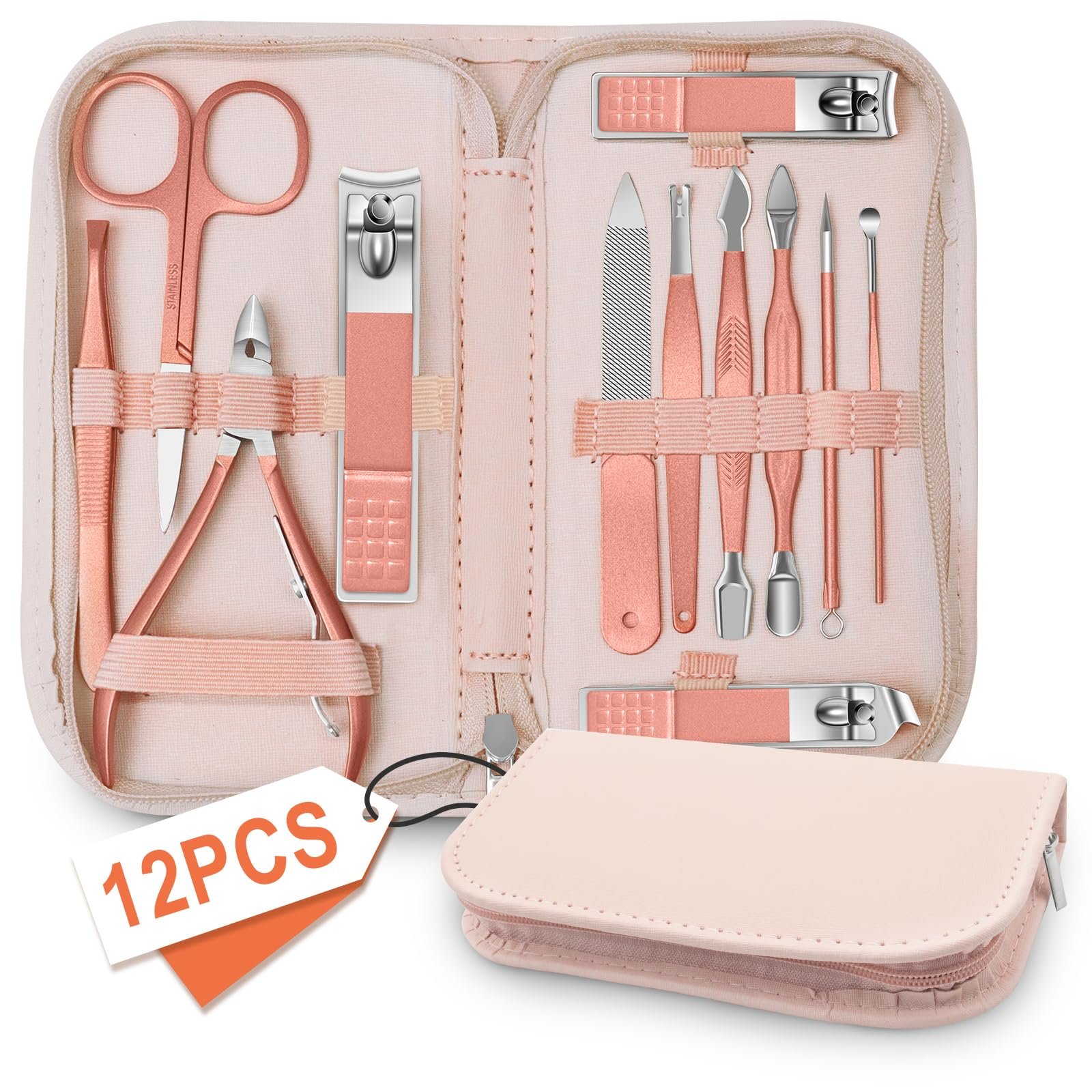 BLESWIN Kit Manucure Pédicure 12 Pièces en Acier Inoxydable