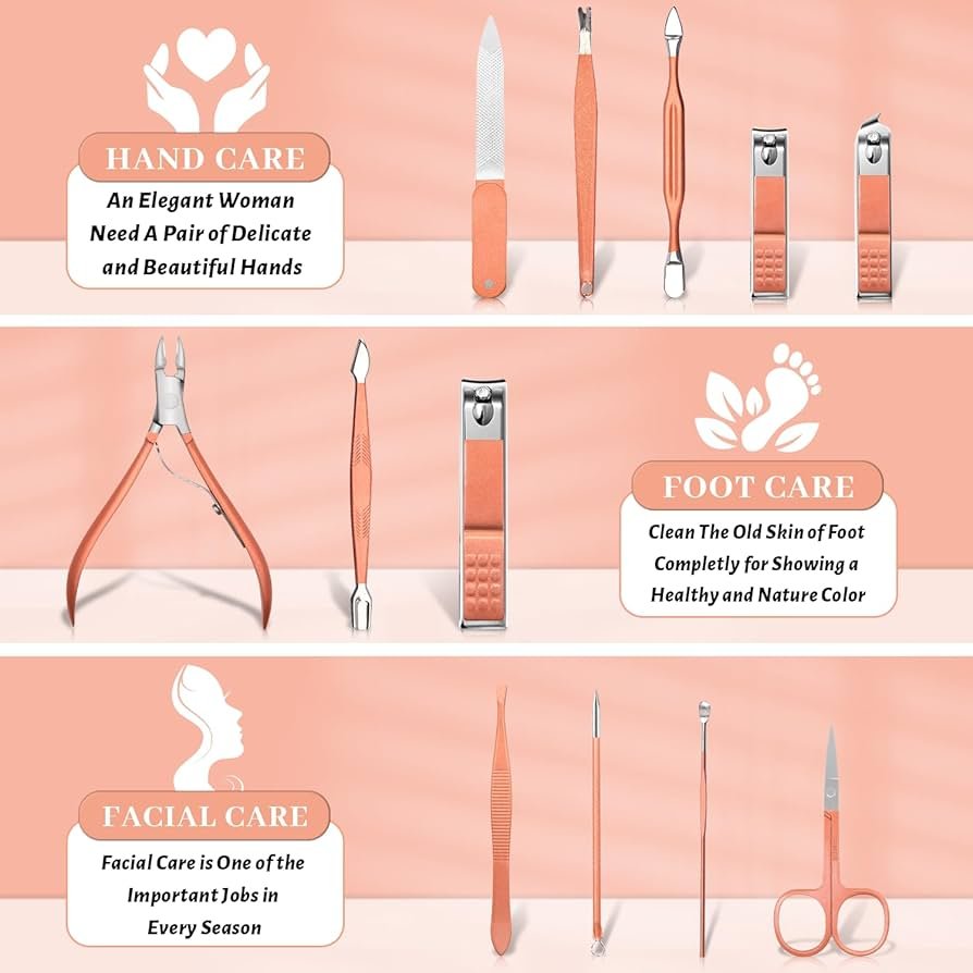 BLESWIN Kit Manucure Pédicure 12 Pièces en Acier Inoxydable