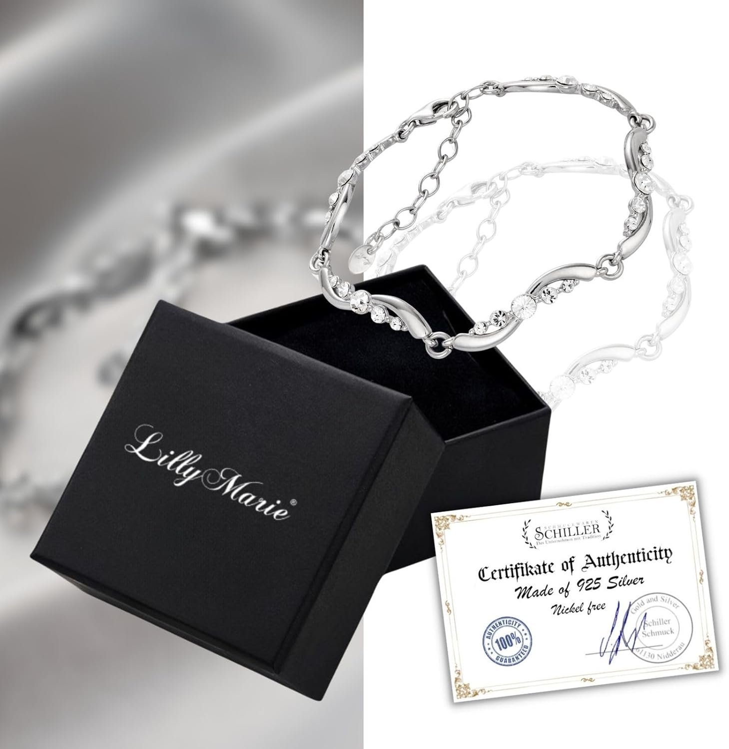 Bracelets En Cuir Argent 925 Moderne Swarovski