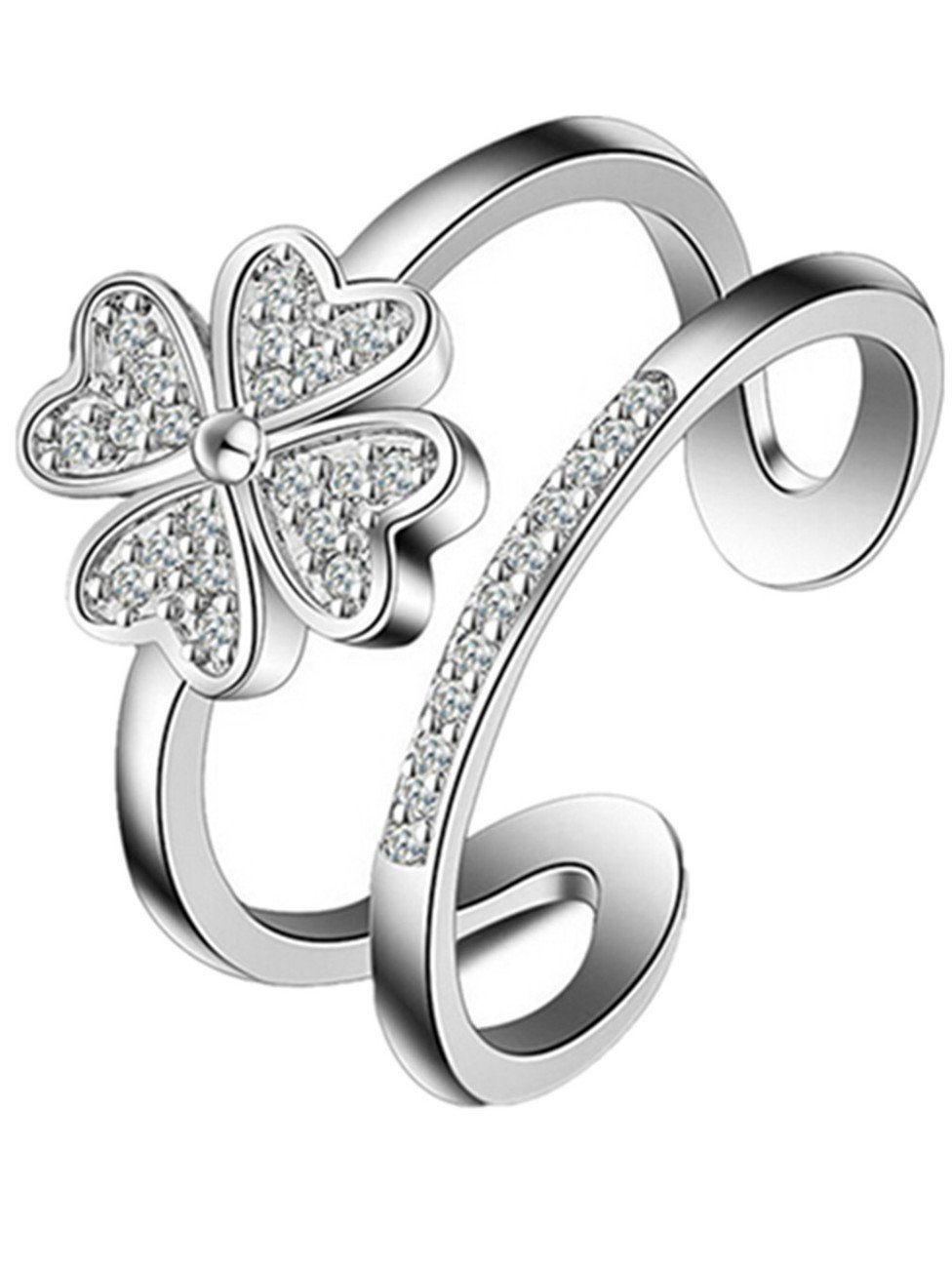 BROWOL Femme Mode Bagues Argent Fin 925 Trèfle ...