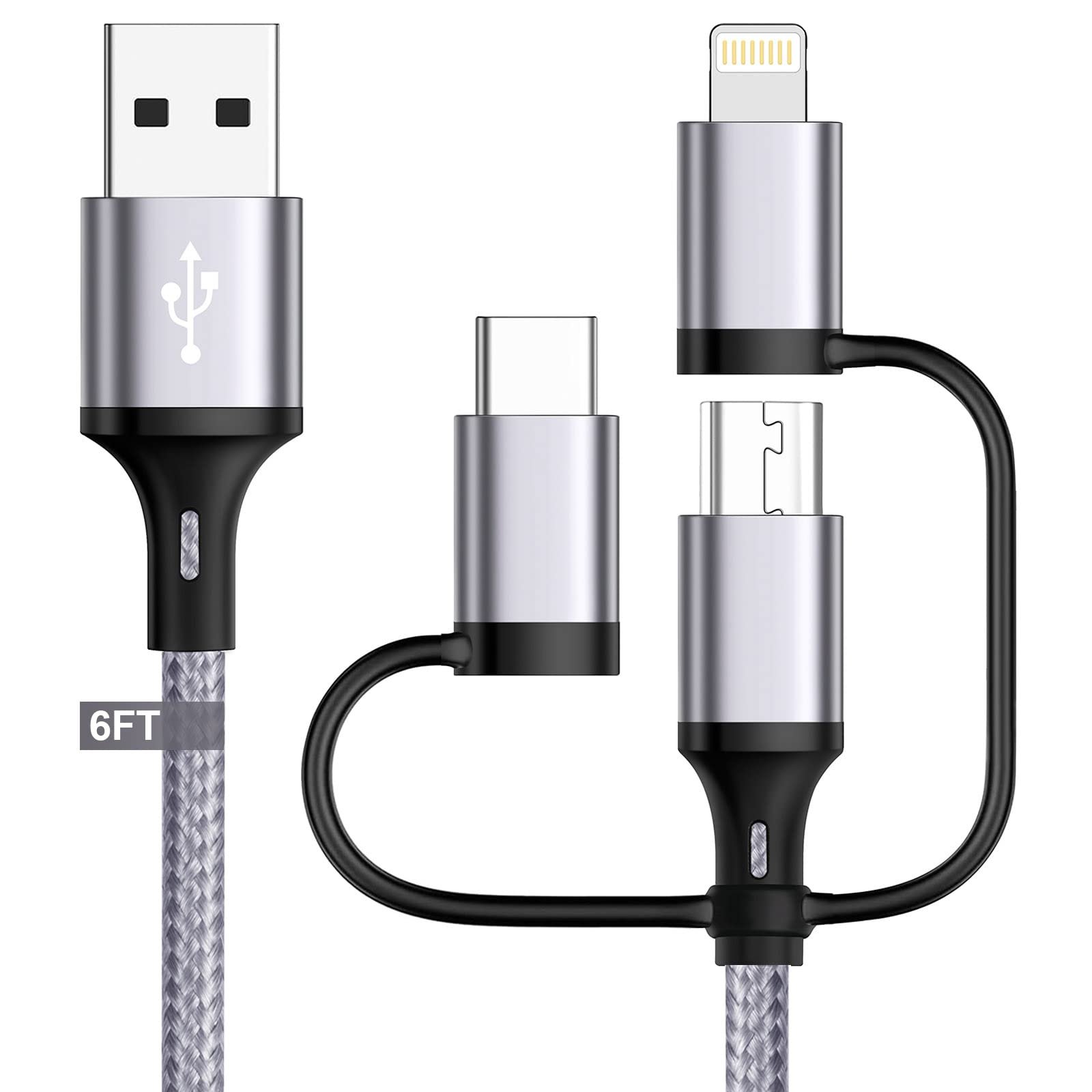 Câble de charge multi rapide 3 en 1 [MFi-Certified] Câble ...