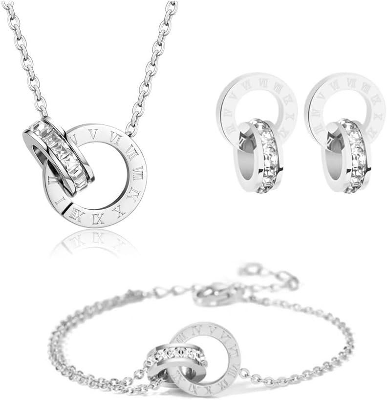 Cartier Ensembles Collier Bracelet Et Boucles Doreilles Acier Inoxydable