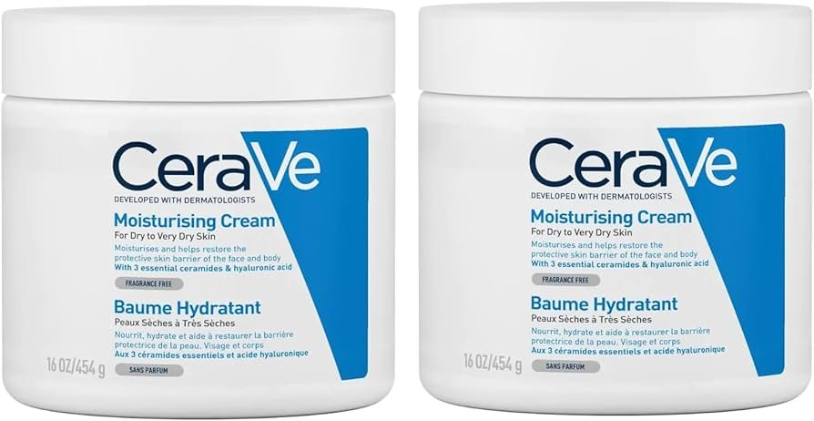 CeraVe Lot de 2 crèmes hydratantes – Avec acide hyaluronique et 3 ...