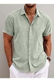 Chemise Homme Lin Décontractée Manches Longues Bleu Ciel