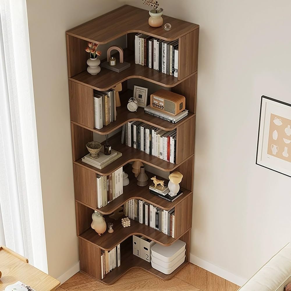 Corner Bookcase L-Shaped Bookcase with Shelves Open Back for ...