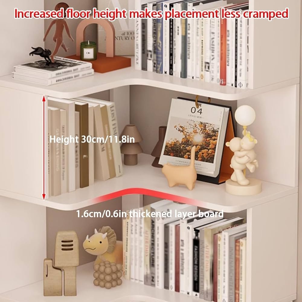 Corner Bookcase L-Shaped Bookcase with Shelves Open Back for ...