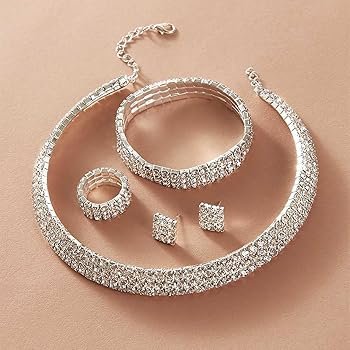 Danshinbow Ensemble de bijoux en strass avec collier, bracelet ...