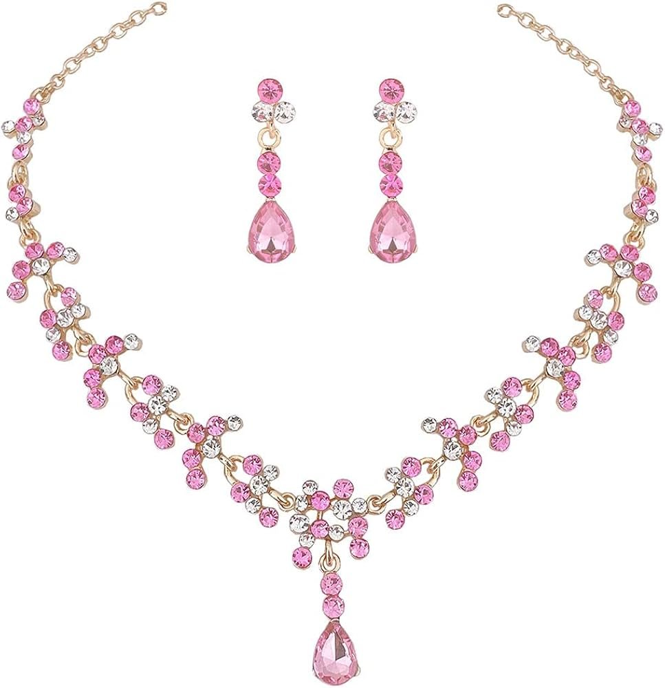 Danshinbow Ensemble de bijoux en strass avec collier, bracelet ...
