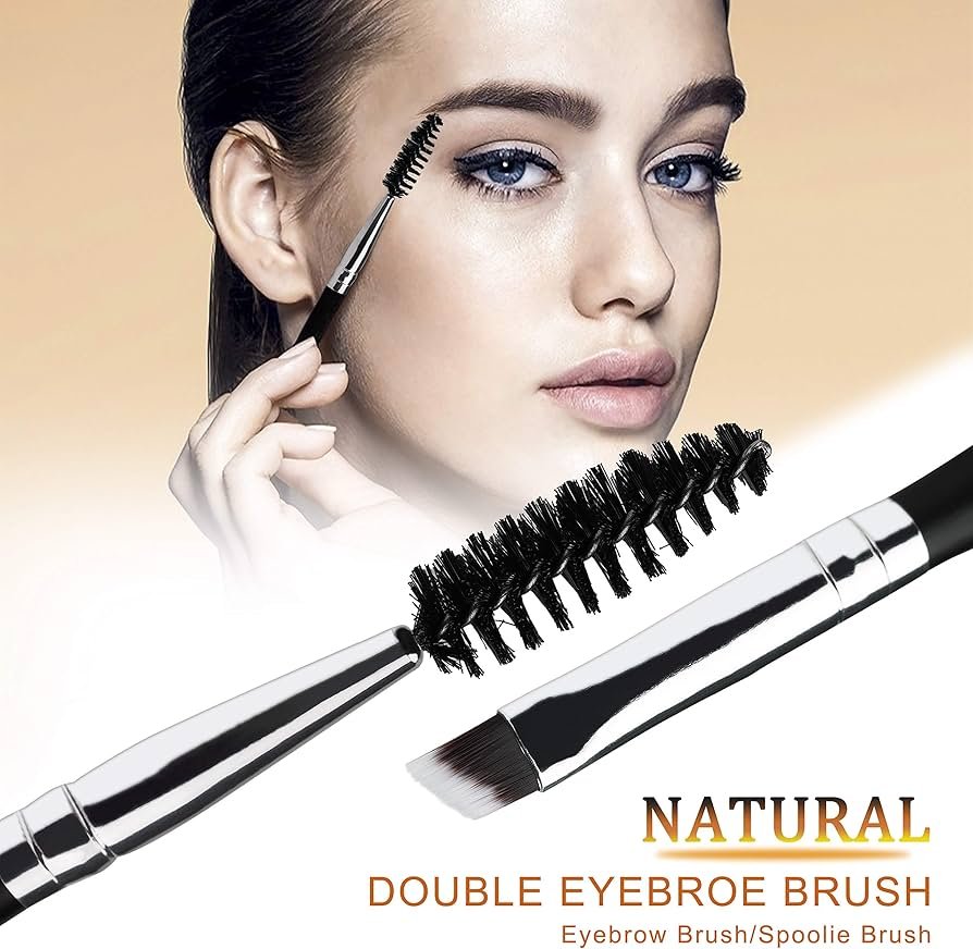 Double Ended Eyebrow Brush 2 in 1 Spoolie Angled Eye Shadow ...