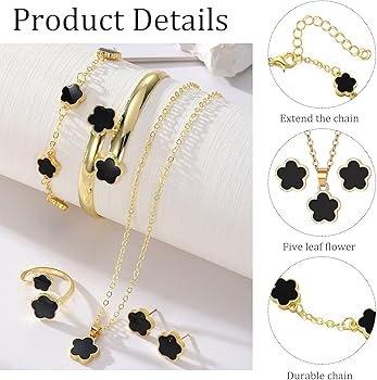 Ensemble Bracelet, Collier, Boucles D'oreilles et Bague en Forme ...