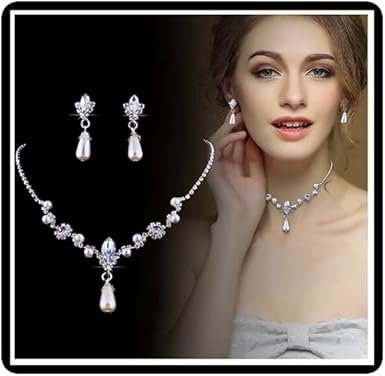 Ensemble collier et boucles d'oreilles en perles avec pendentif en ...