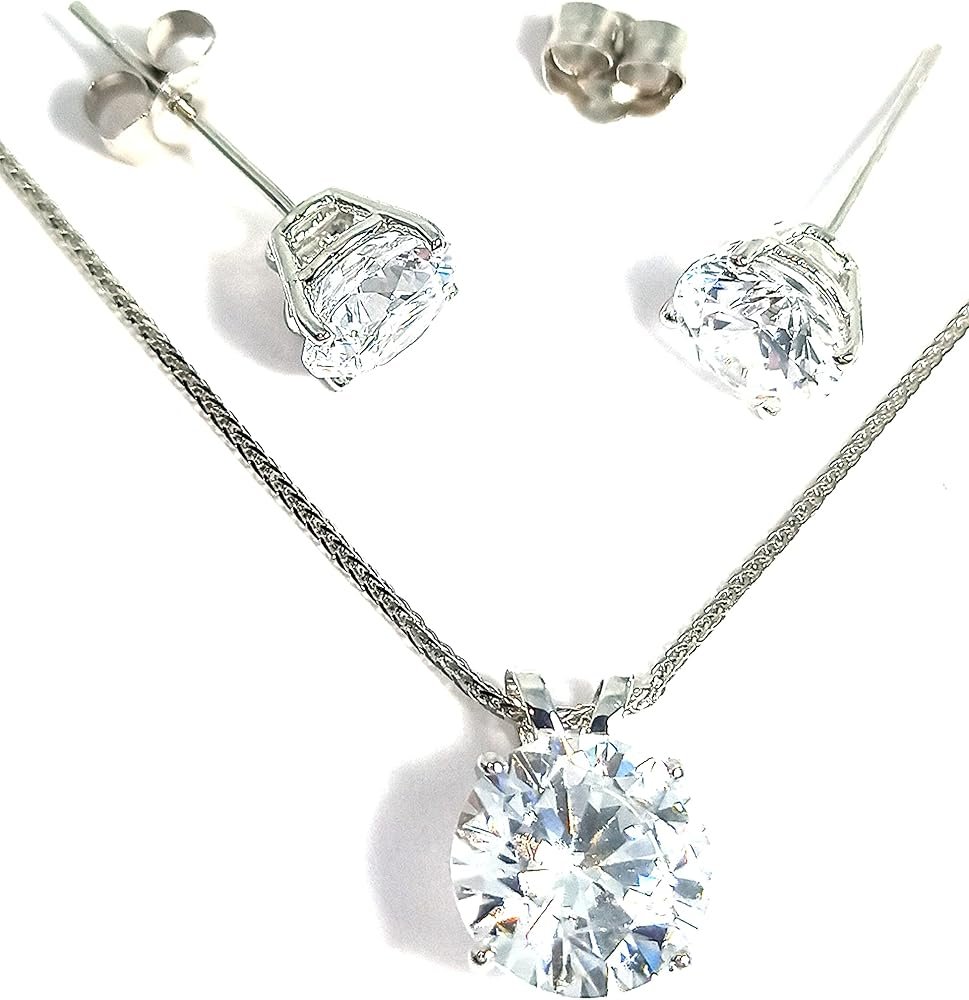 Ensemble de boucles d'oreilles avec collier solitaire en diamant de ...