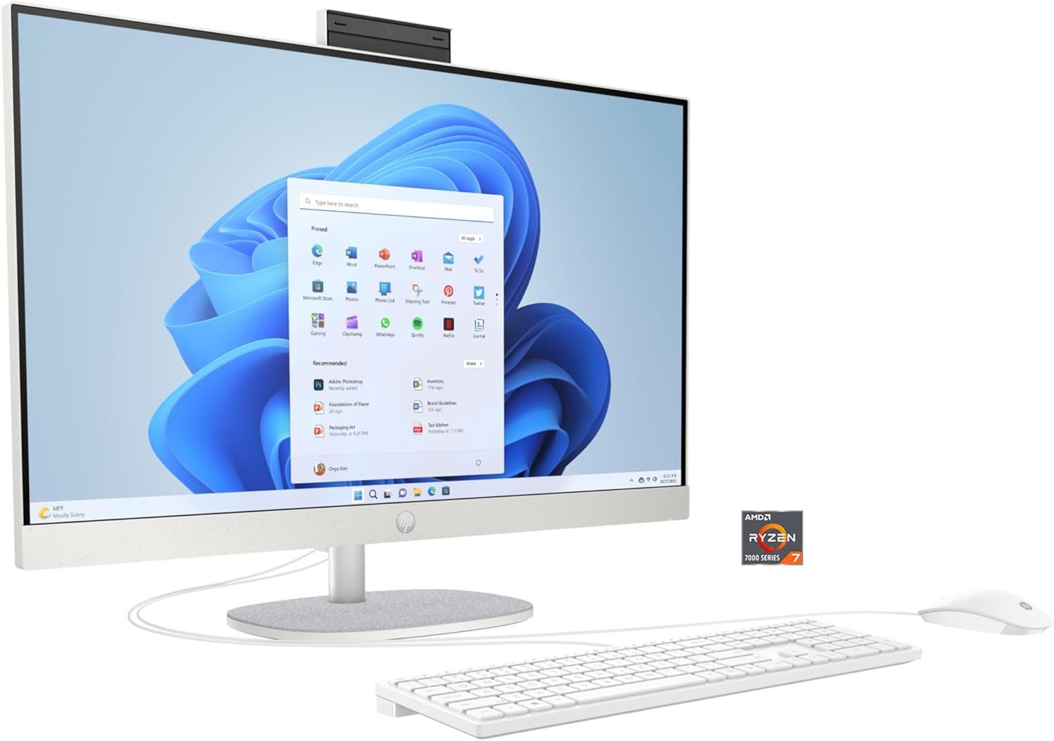 EPEAT HP 27 inch All-in-One Desktop PC, FHD Display, AMD Ryzen 7 7730U, 32 GB RAM, 1 TB SSD, AMD R