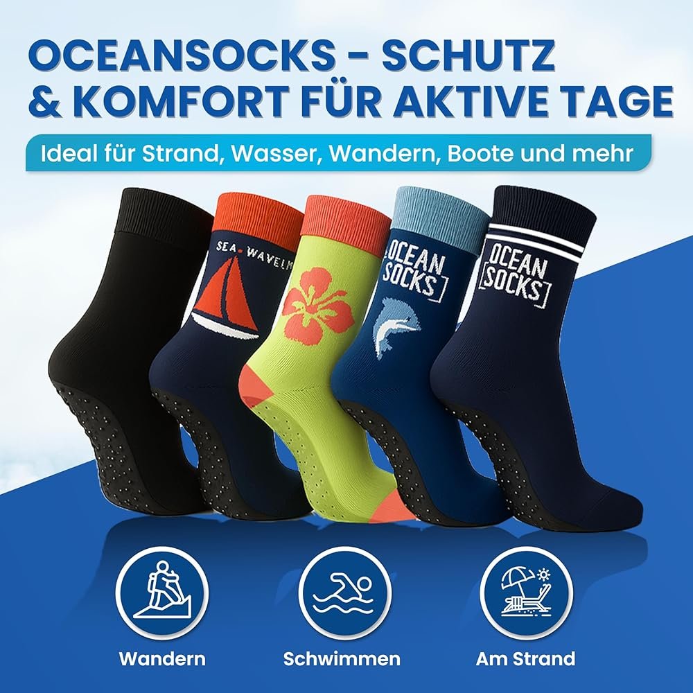 Extra Pocket | Non-slip Socks for Beach, Water, Hiking, Boating and ...