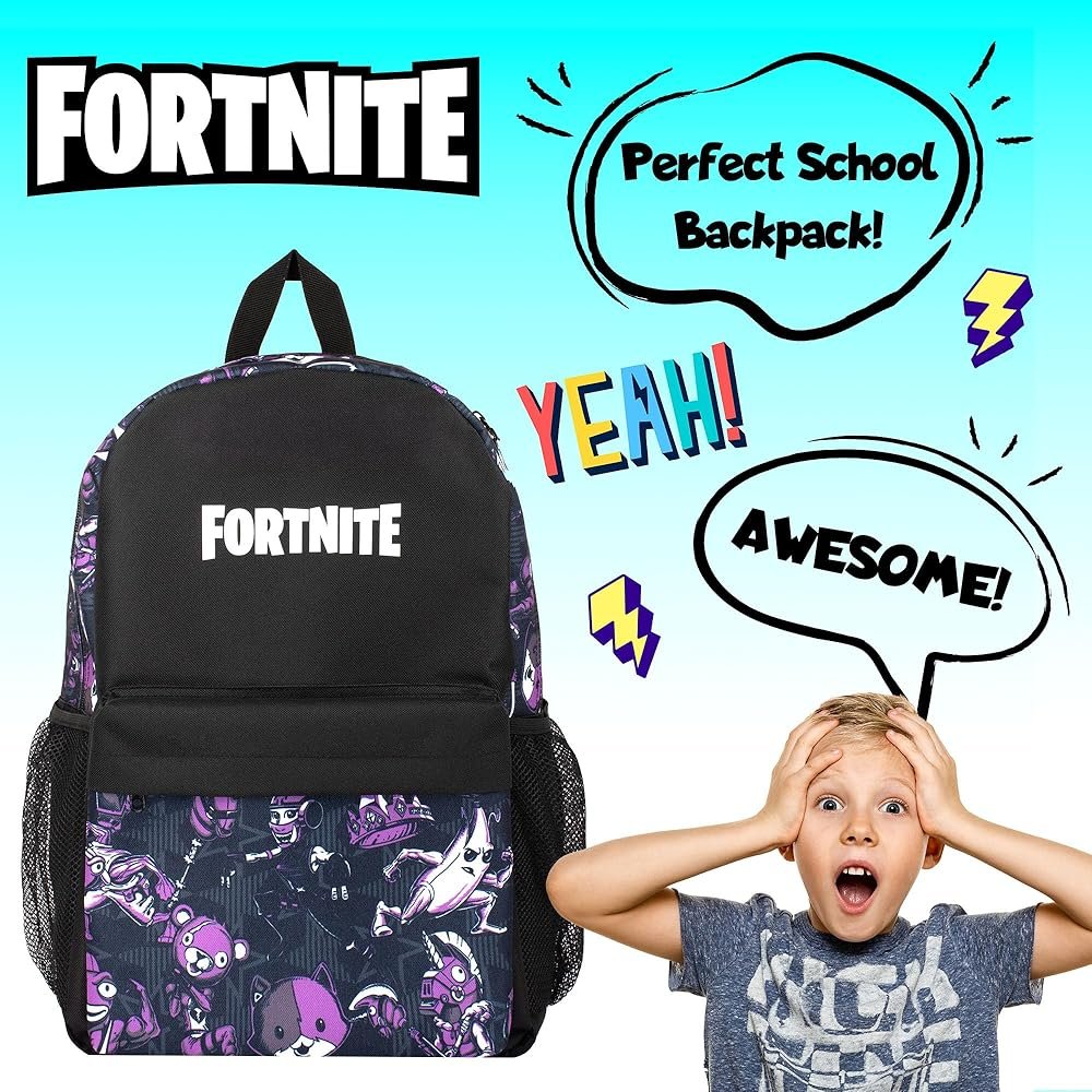 Fortnite Large School Backpack for Boys Black A4 Multi ...