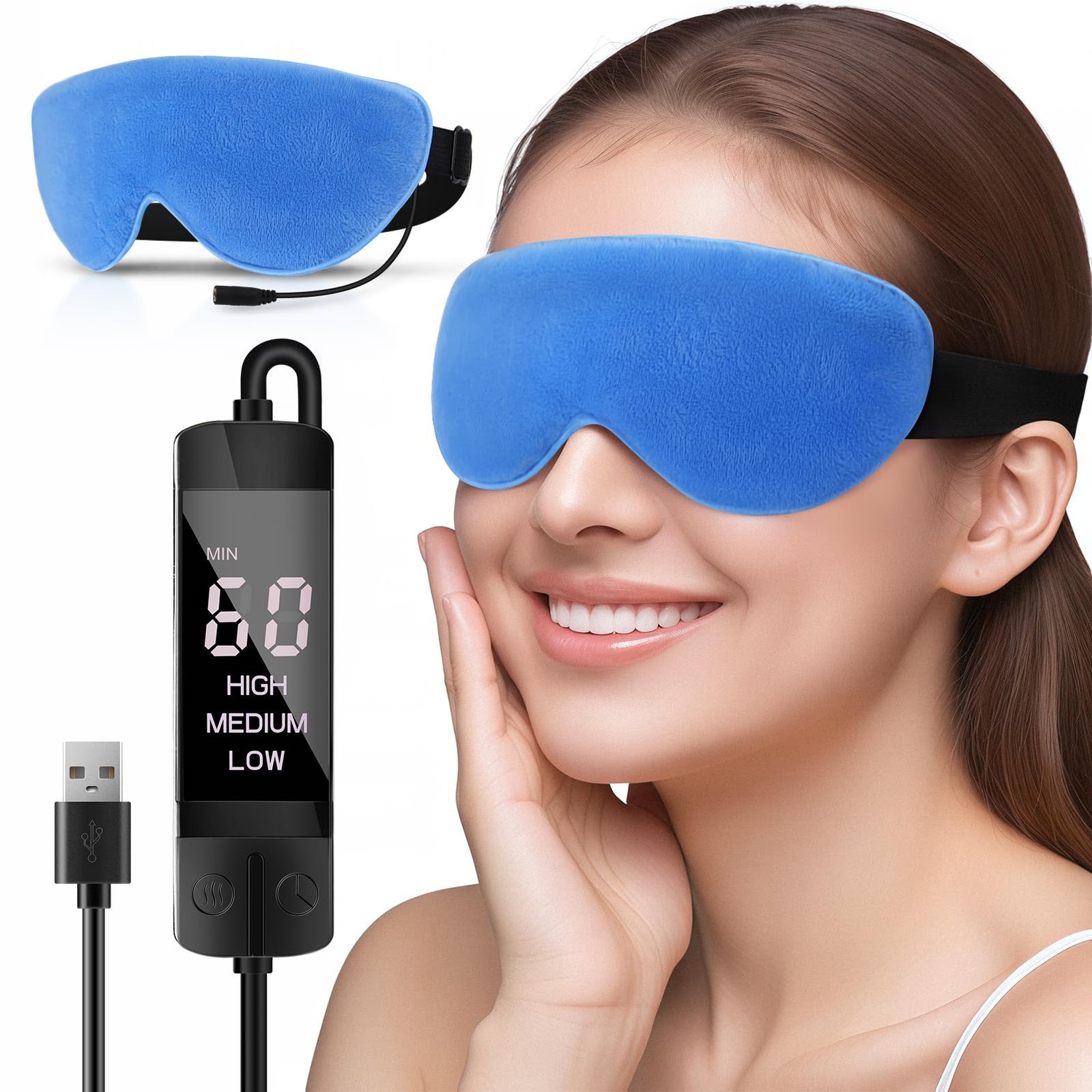 GANAZONO 1 Piece USB Heated Eye Mask Sleep Mask ...