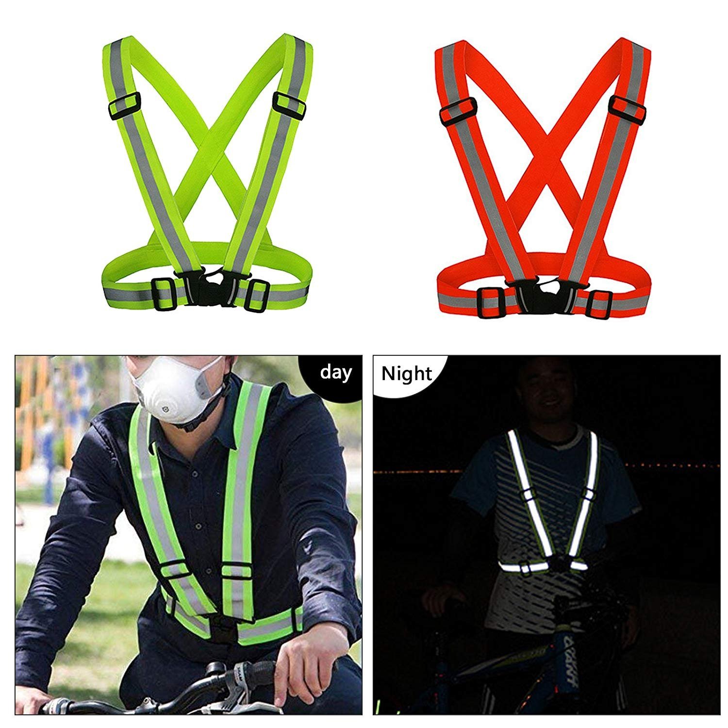 Gilet de course avec 2 brassards réfléchissants haute visibilité ...