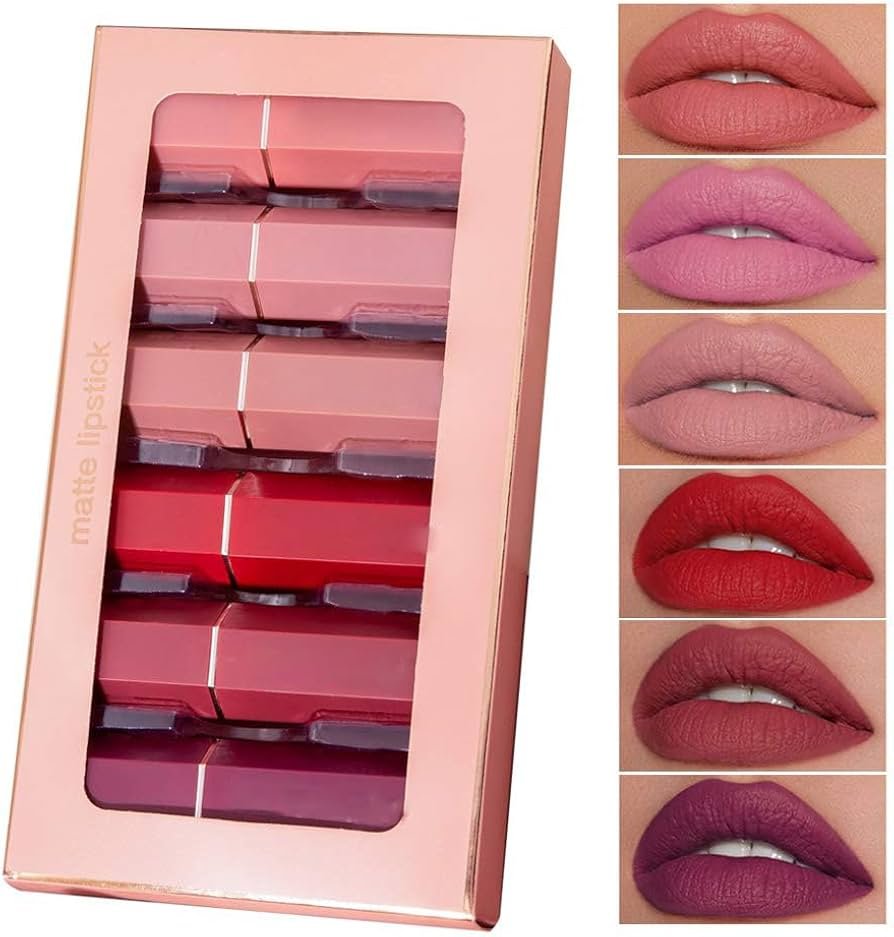 GL-Turelifes 6 Pack Matte Lipsticks Set Velvety Red ...