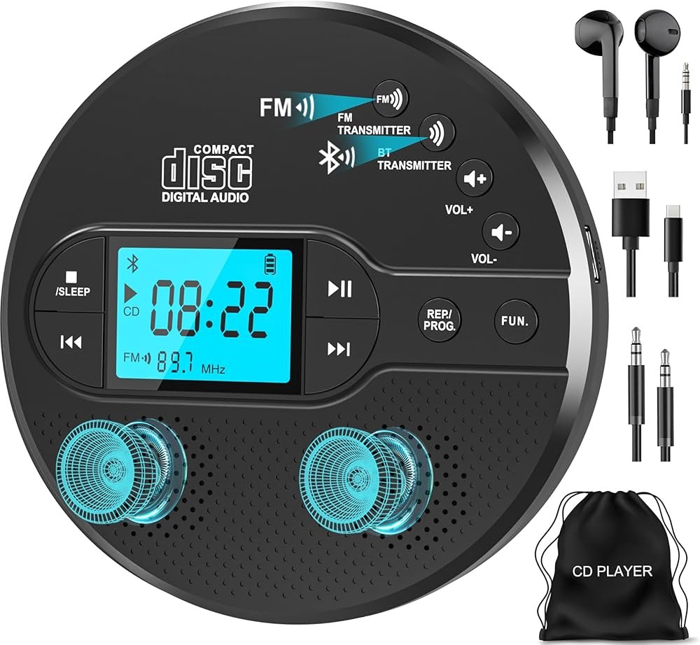 Greadio Lecteur CD Bluetooth 2025 Portable, Lecteur CD Discman ...